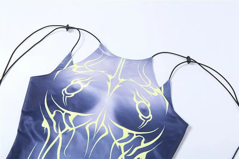 Vestido «Illusion Body» ajustado con estampado 3D y tirantes finos