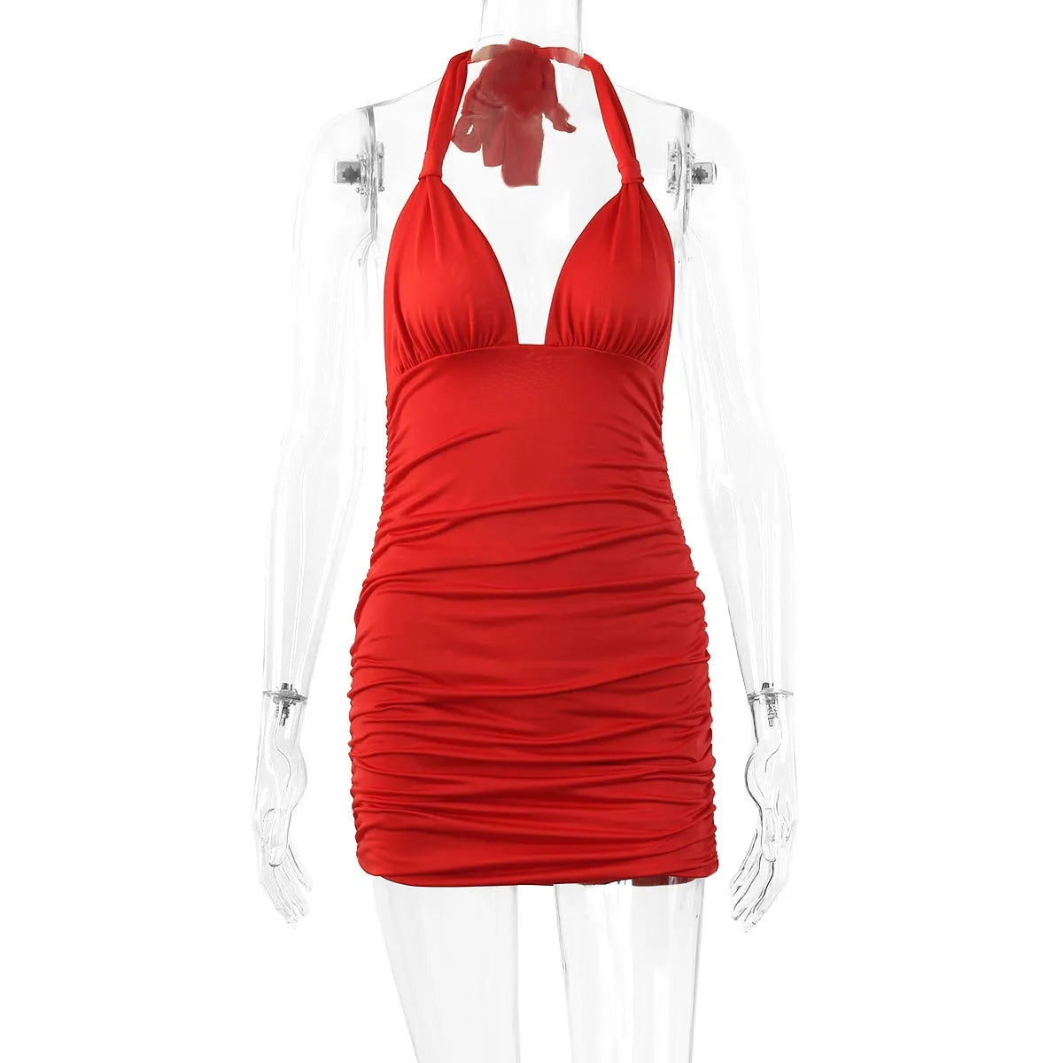Vestido «Red Desire» mini con escote halter